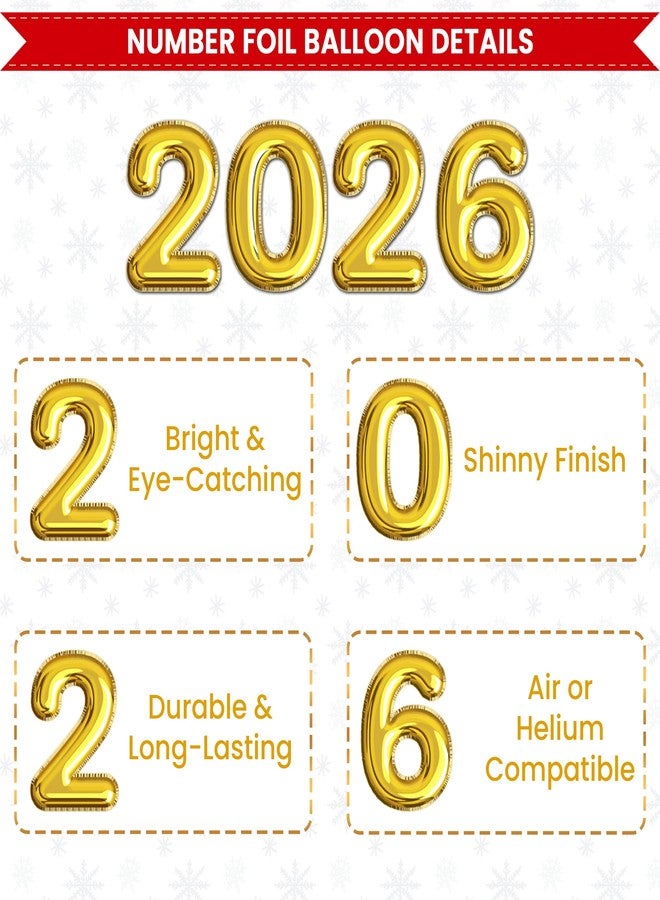 1iAM New Year 2026 Decor Items Pack of 95 - Golden "HAPPY NEW YEAR", Star & 2026 Foil Balloon, Metallic & Confetti Balloons & Arch | Home, Office & Event Decoration For 31st December & 1st January - Image 4